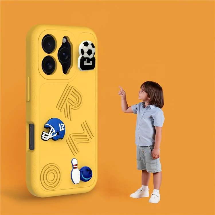 Funda para iPhone 16 Pro con diseño divertido de EVA, cubierta protectora de teléfono - Amarillo
