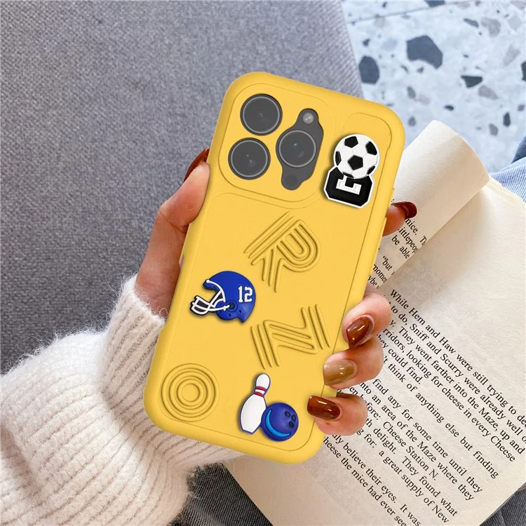 Funda para iPhone 16 Pro con diseño divertido de EVA, cubierta protectora de teléfono - Amarillo