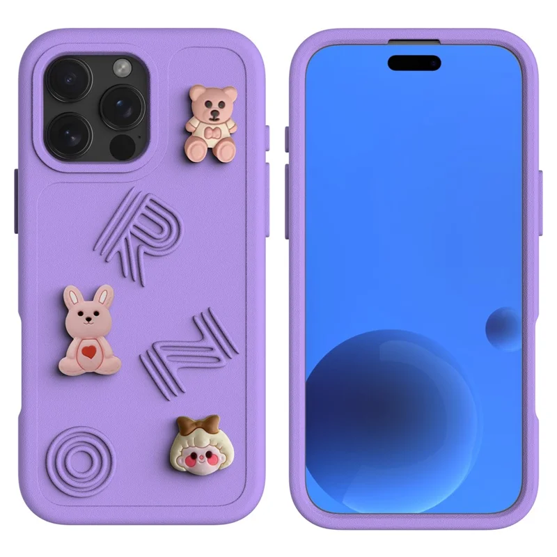 For iPhone 16 Pro Case Funny Pattern EVA Protective Phone Cover - Purple