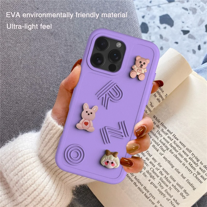 For iPhone 16 Pro Case Funny Pattern EVA Protective Phone Cover - Purple