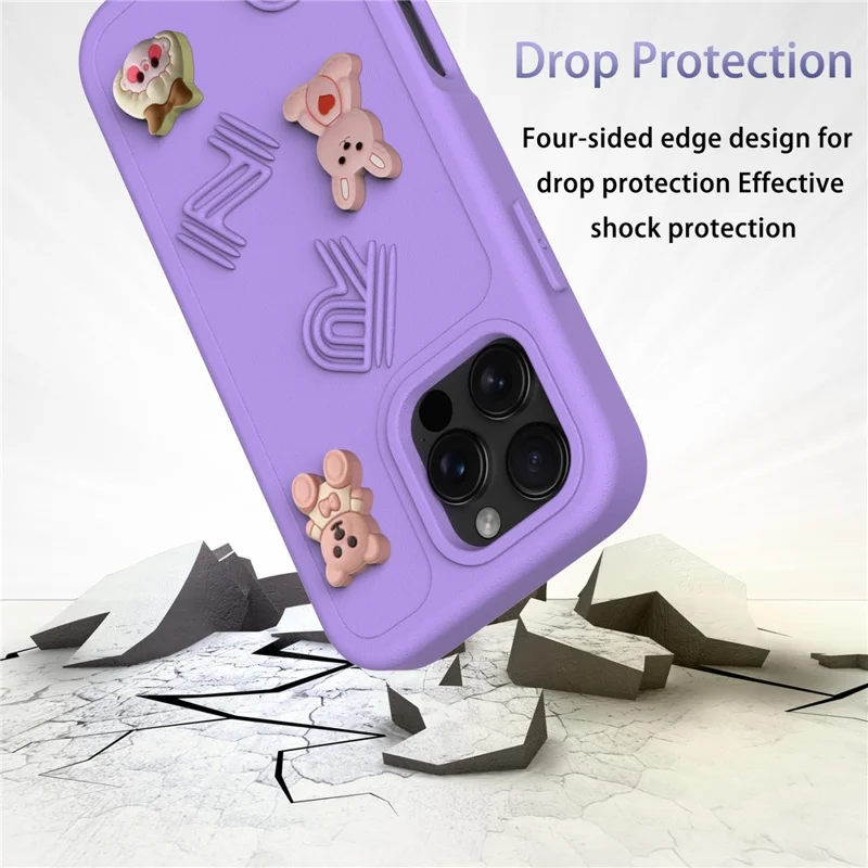 For iPhone 16 Pro Case Funny Pattern EVA Protective Phone Cover - Purple