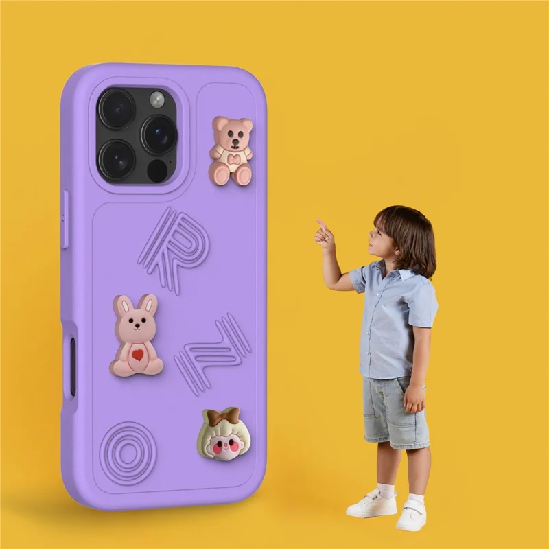 For iPhone 16 Pro Case Funny Pattern EVA Protective Phone Cover - Purple