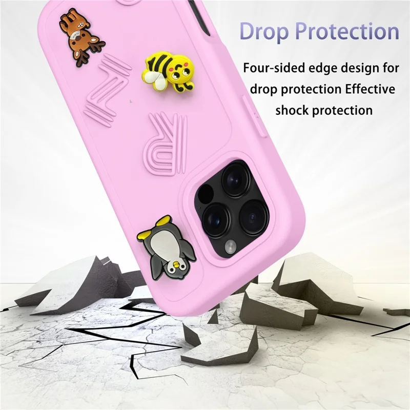 For iPhone 16 Pro Max Case Funny Pattern EVA Protective Phone Cover - Light Pink