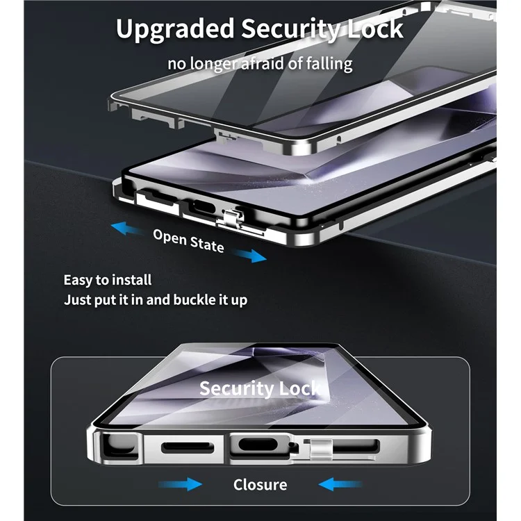 Custodia per Samsung Galaxy S25 Ultra in vetro temperato + PC opaco con cornice in metallo - Nero