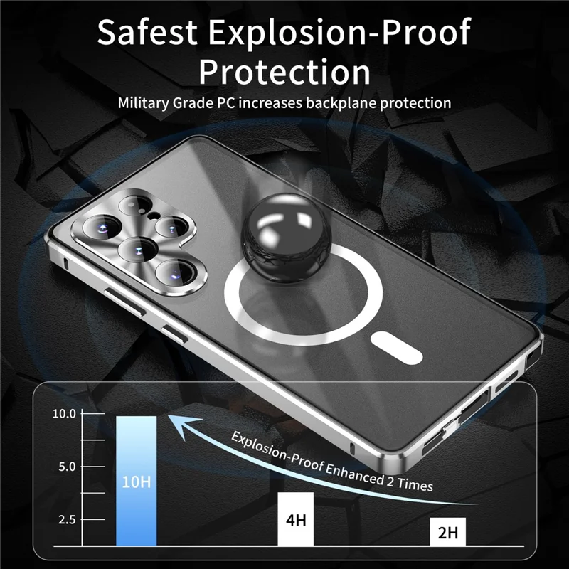 Für Samsung Galaxy S25 Ultra Magnetische Hülle aus Hartglas + Mattiertem PC-Telefonbezug mit Metallrahmen - Grün