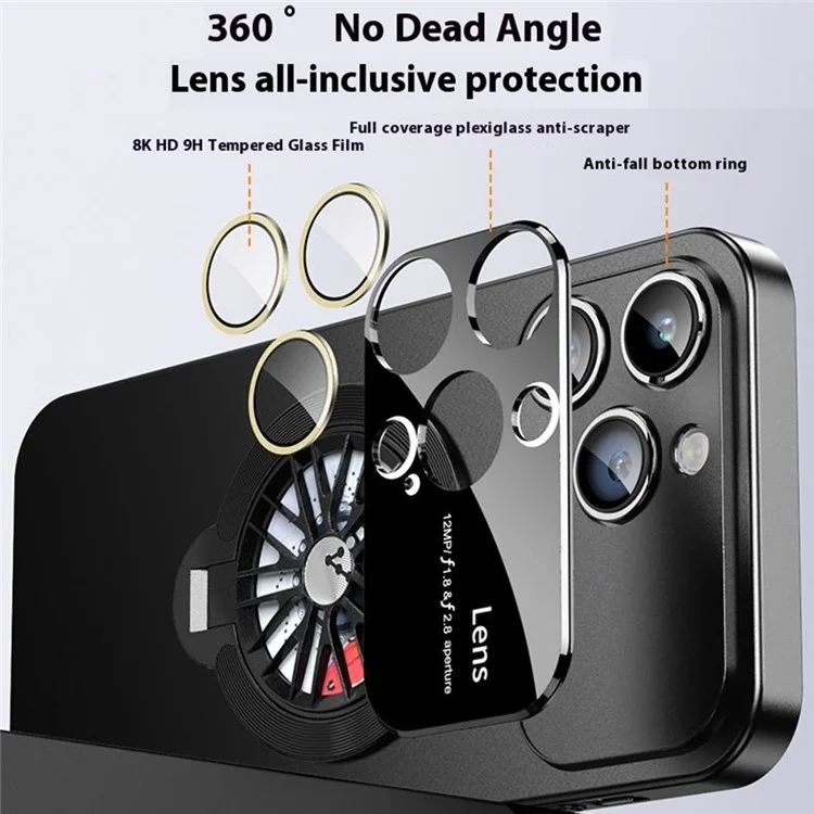 Capa compatível com iPhone 14 Pro com MagSafe, PC rígido com suporte - Preto