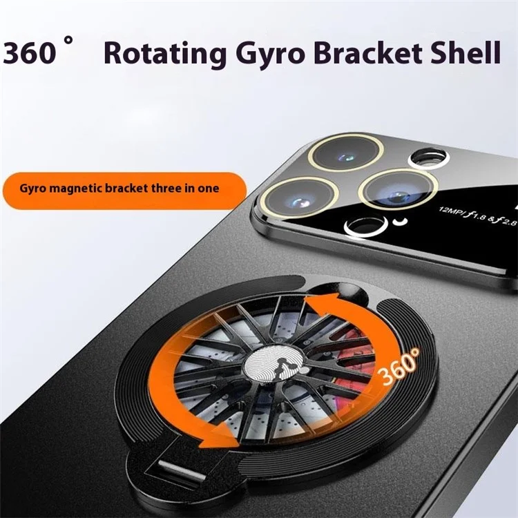 For iPhone 14 Pro Rotating Fidget Spinner Case Large Window Protective Cover with Stand Function - Blue
