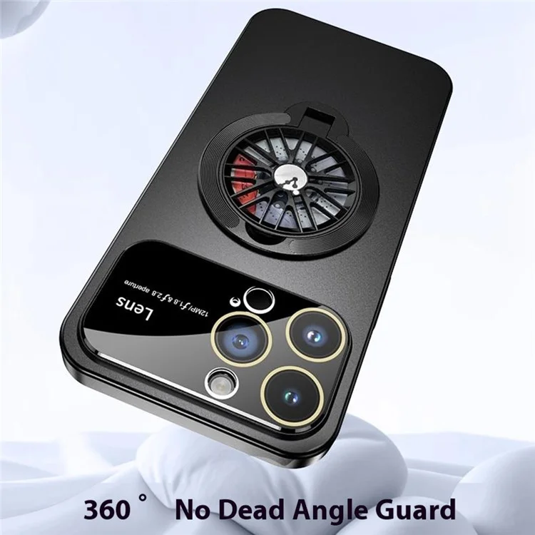 For iPhone 14 Pro Rotating Fidget Spinner Case Large Window Protective Cover with Stand Function - Blue