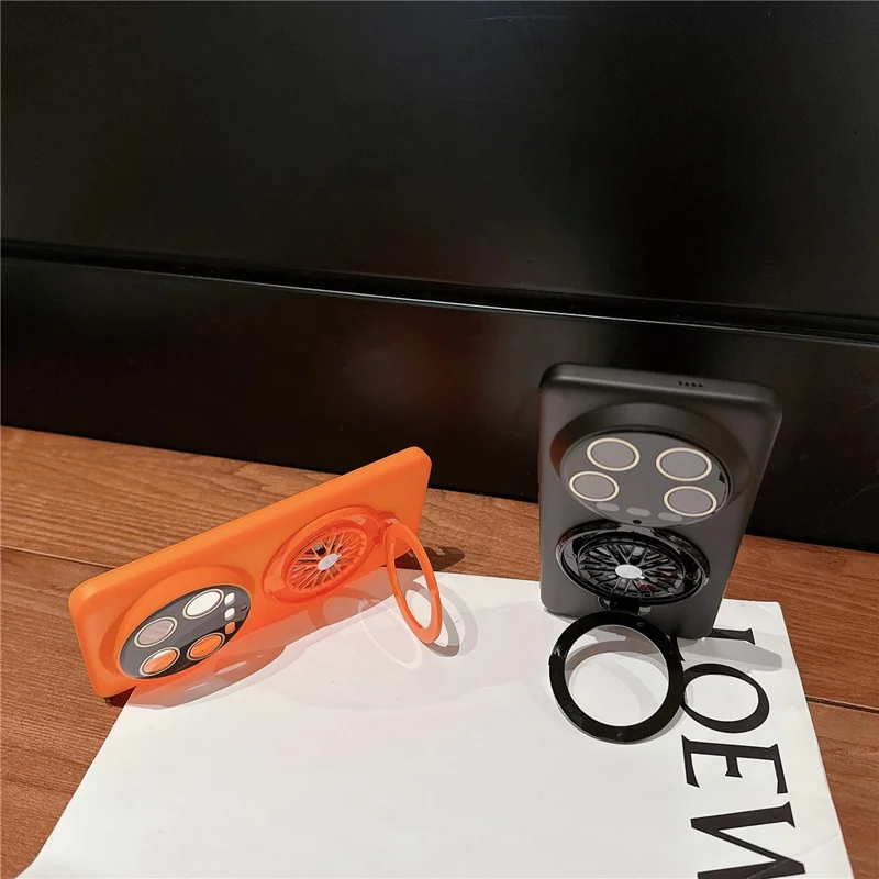 For Xiaomi 14 Ultra PC Phone Case Rotating Spinner Ring Kickstand Rubberized Back Cover - Transparent