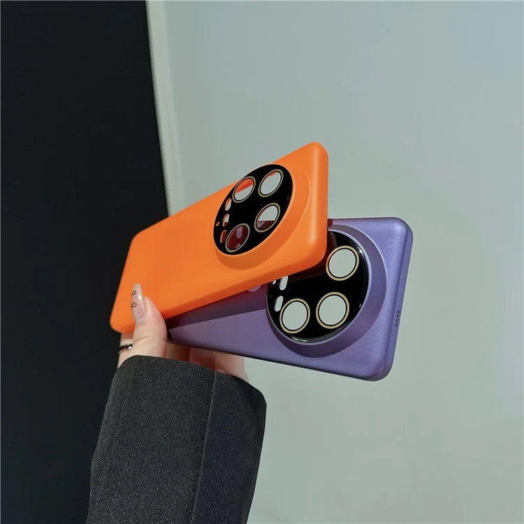 Capa de telefone mate para Xiaomi 14 Ultra, capa de PC emborrachada com protetor de lente - Roxo