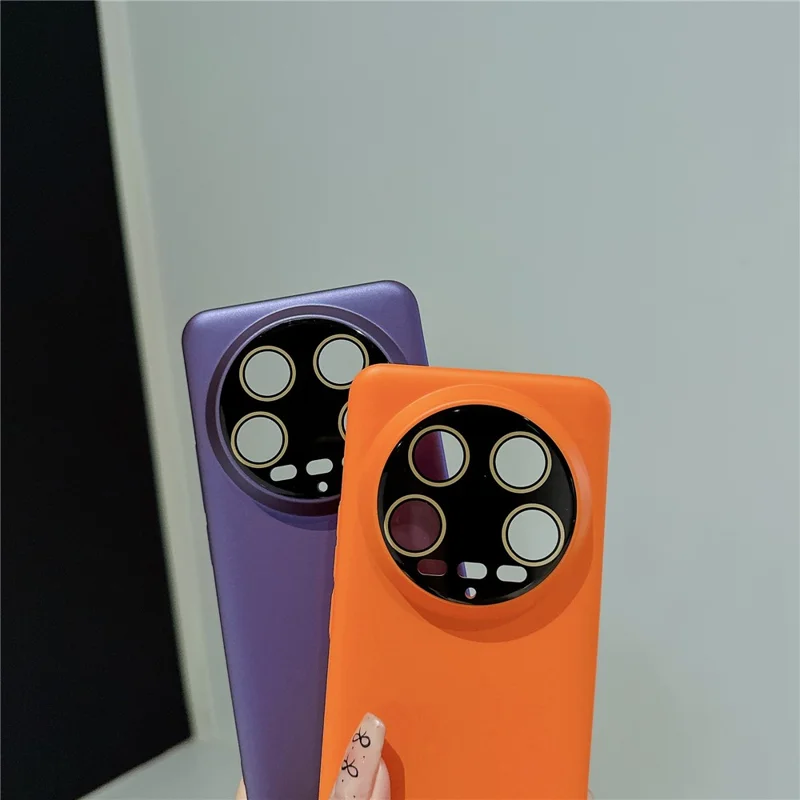 For Xiaomi 14 Ultra Matte Phone Case Rubberized PC Mobile Cover with Lens Protector - Orange