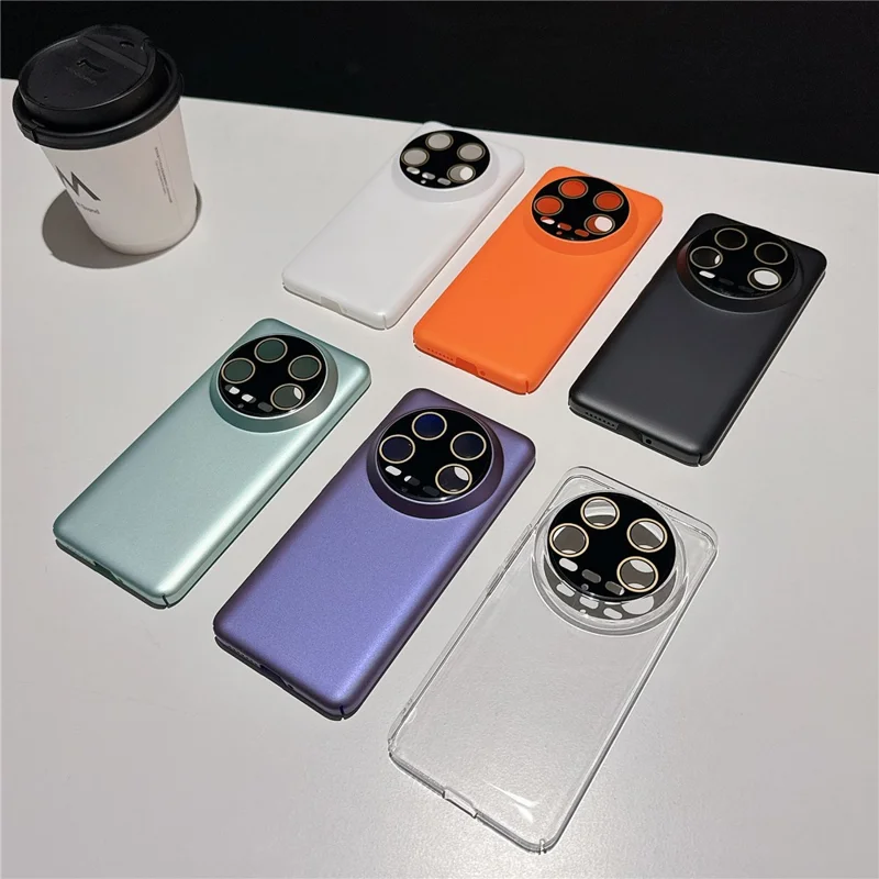For Xiaomi 14 Ultra Matte Phone Case Rubberized PC Mobile Cover with Lens Protector - Orange