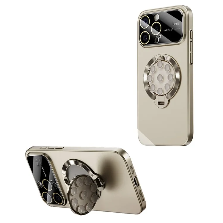 Funda para iPhone 15 Pro Max compatible con MagSafe, con ventosa y soporte de pie de PC - Titanio