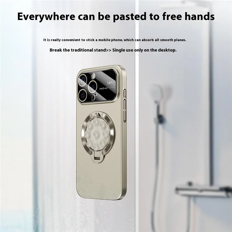 Funda para iPhone 15 Pro Max compatible con MagSafe, con ventosa y soporte de pie de PC - Titanio