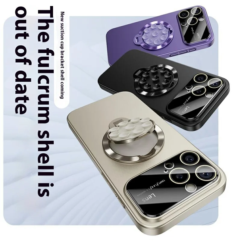 For iPhone 14 Pro Max Case Compatible with MagSafe Suction Cup Kickstand PC Phone Cover - Dark Purple