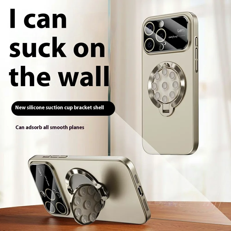 For iPhone 14 Pro Case Compatible with MagSafe Suction Cup Kickstand PC Phone Cover - Bronze