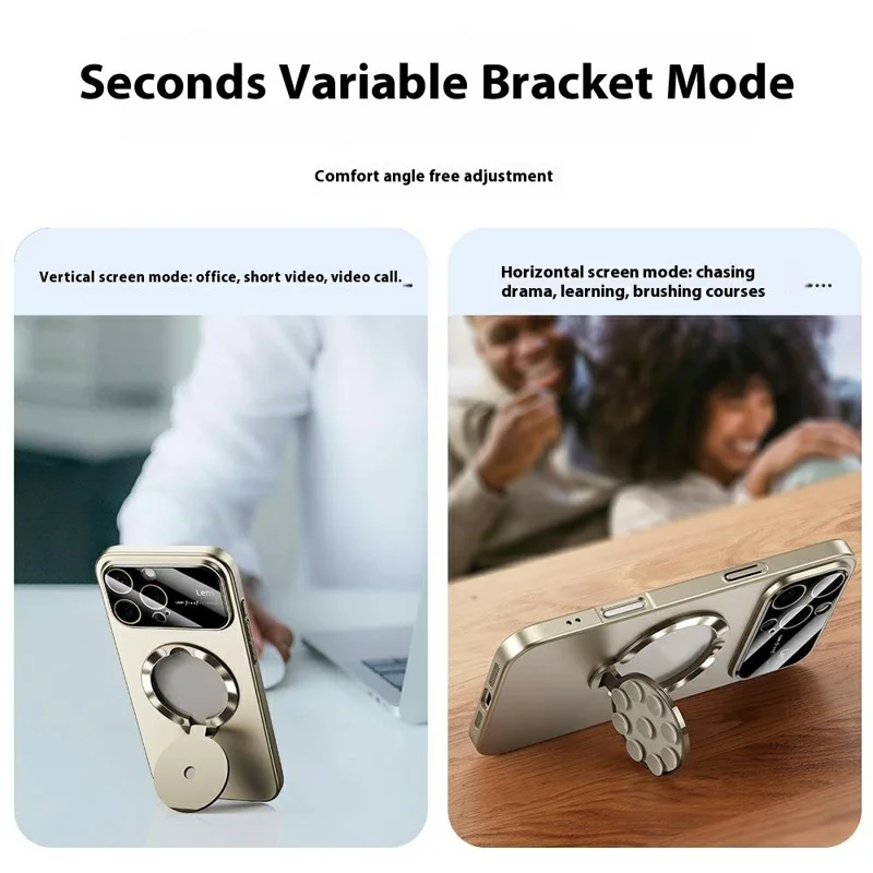 For iPhone 14 Pro Case Compatible with MagSafe Suction Cup Kickstand PC Phone Cover - Bronze