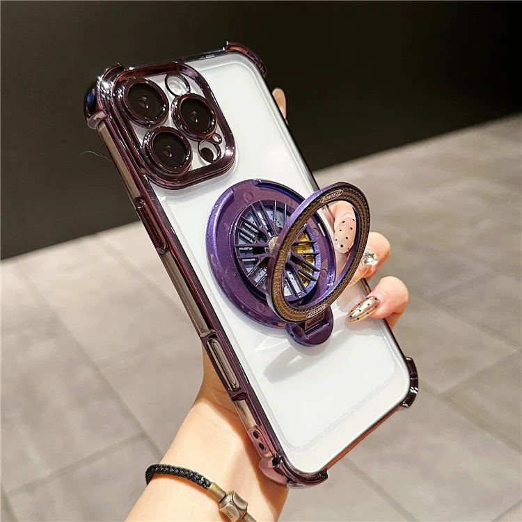 Capa magnética giratória com suporte para iPhone 16 Pro Fidget Spinner - Roxo