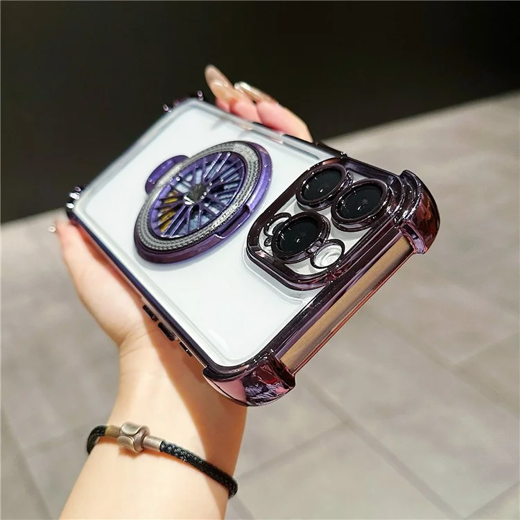 Capa magnética giratória com suporte para iPhone 16 Pro Fidget Spinner - Roxo