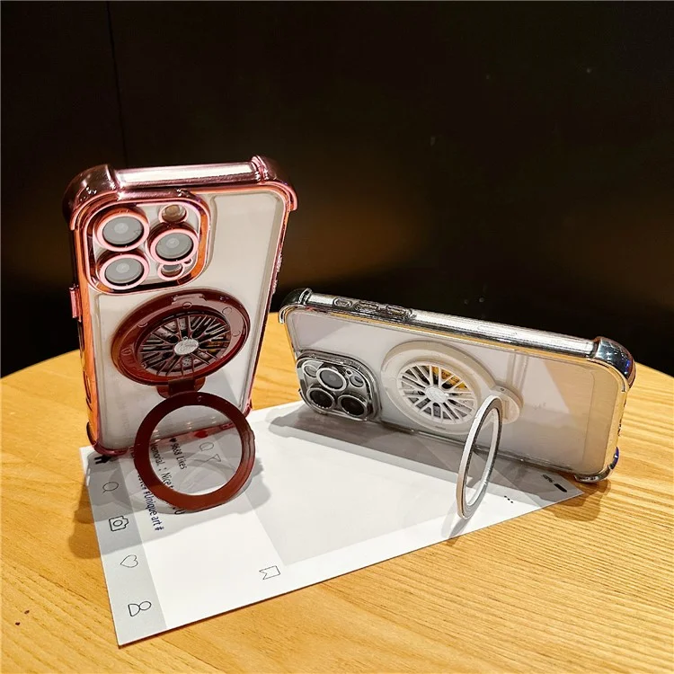 Capa magnética giratória com suporte para iPhone 16 Pro Fidget Spinner - Roxo