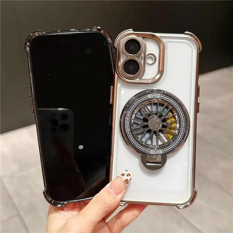 For iPhone 16 Plus Magnetic Case Rotating Fidget Spinner Kickstand PC + TPU Airbag Mobile Cover - Dark Purple