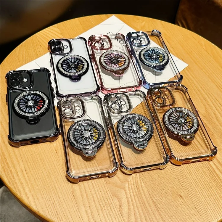 For iPhone 16 Plus Magnetic Case Rotating Fidget Spinner Kickstand PC + TPU Airbag Mobile Cover - Dark Purple
