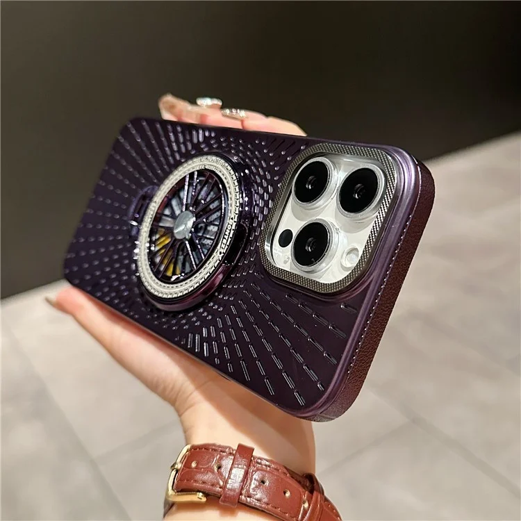 Для iPhone 16 Pro чехол совместимый с MagSafe, гироскопом, подставкой, рассеиванием тепла, задней крышкой из ПК - темно-фиолетовый