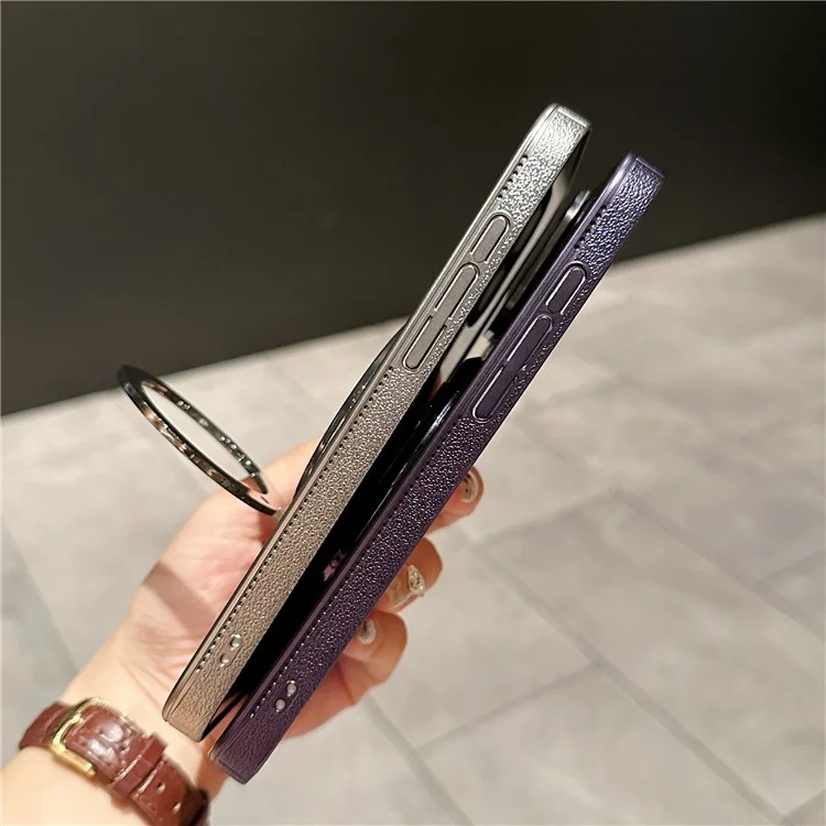 Для iPhone 16 Pro чехол совместимый с MagSafe, гироскопом, подставкой, рассеиванием тепла, задней крышкой из ПК - темно-фиолетовый