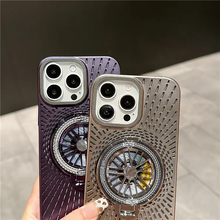 Для iPhone 16 Pro чехол совместимый с MagSafe, гироскопом, подставкой, рассеиванием тепла, задней крышкой из ПК - темно-фиолетовый