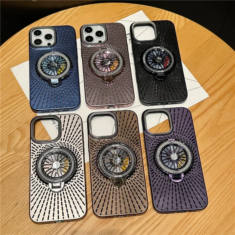 Для iPhone 16 Pro чехол совместимый с MagSafe, гироскопом, подставкой, рассеиванием тепла, задней крышкой из ПК - темно-фиолетовый
