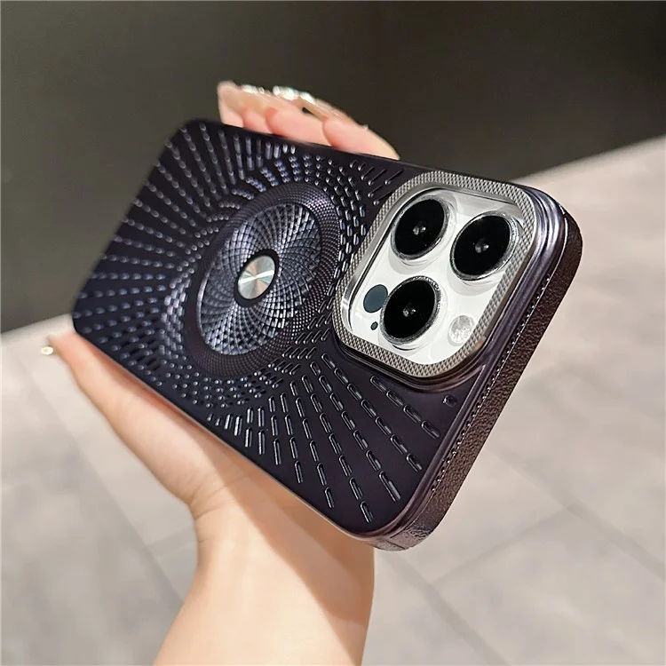 Coque pour iPhone 16 Pro Max compatible avec MagSafe, dissipation de chaleur, revêtement électrolytique en PC - Violet foncé