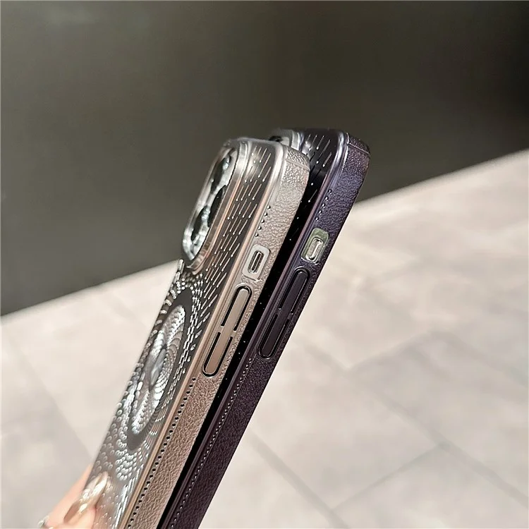 Coque pour iPhone 16 Pro Max compatible avec MagSafe, dissipation de chaleur, revêtement électrolytique en PC - Violet foncé