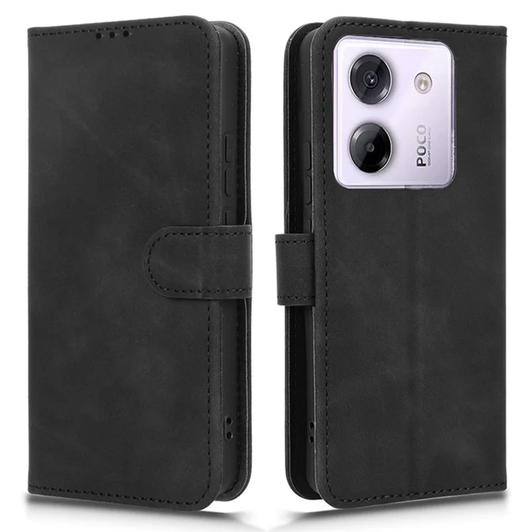 Für Xiaomi Poco M7 Pro 5G Lederhülle mit Lederoptik, stoßfest, Brieftasche, Flip-Hülle - Schwarz
