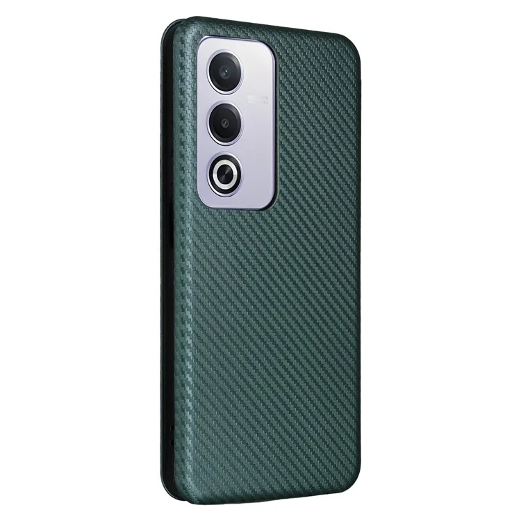 For Oppo A3 Pro (Global) 5G Case Carbon Fiber Texture Drop-Proof PU Leather Phone Cover - Green