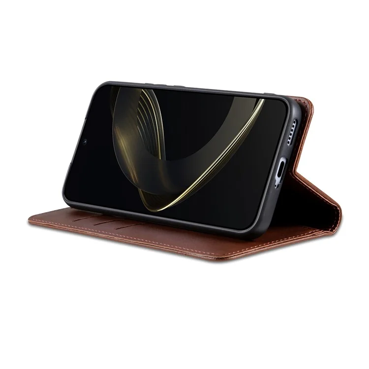 Capa de couro sintético com textura de couro de vaca para Oppo Reno13 5G (Global) - Café