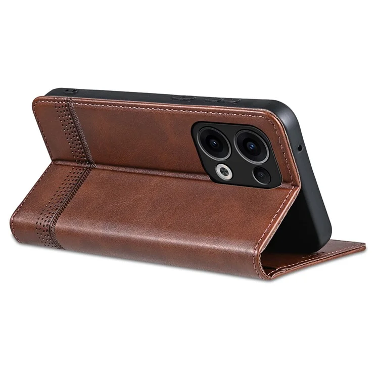 Capa de couro sintético com textura de couro de vaca para Oppo Reno13 5G (Global) - Café