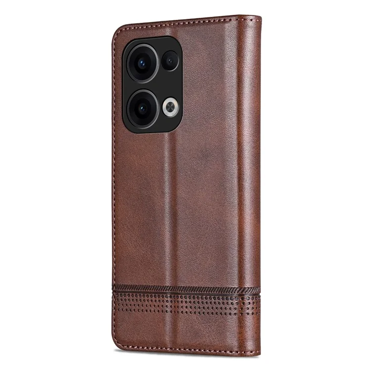 Capa de couro sintético com textura de couro de vaca para Oppo Reno13 5G (Global) - Café