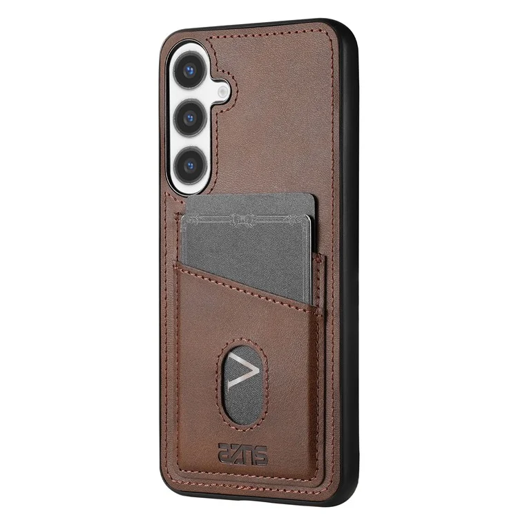 Coque pour Samsung Galaxy S24 FE de la série AZNS K1, texture veau, anti-chute, en PU + TPU - Café