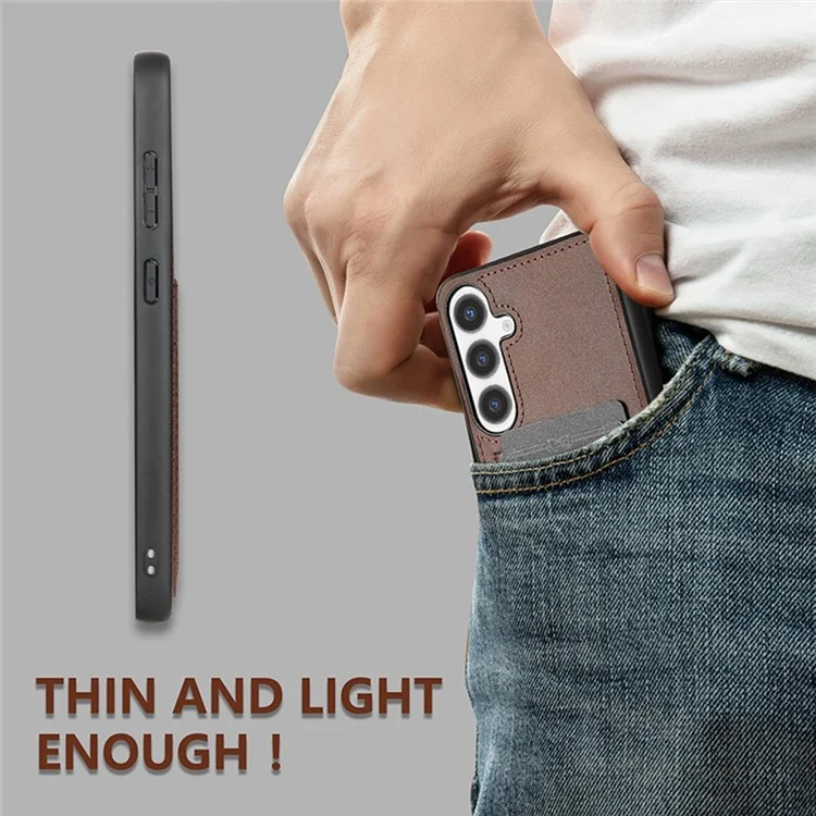 Coque pour Samsung Galaxy S24 FE de la série AZNS K1, texture veau, anti-chute, en PU + TPU - Café