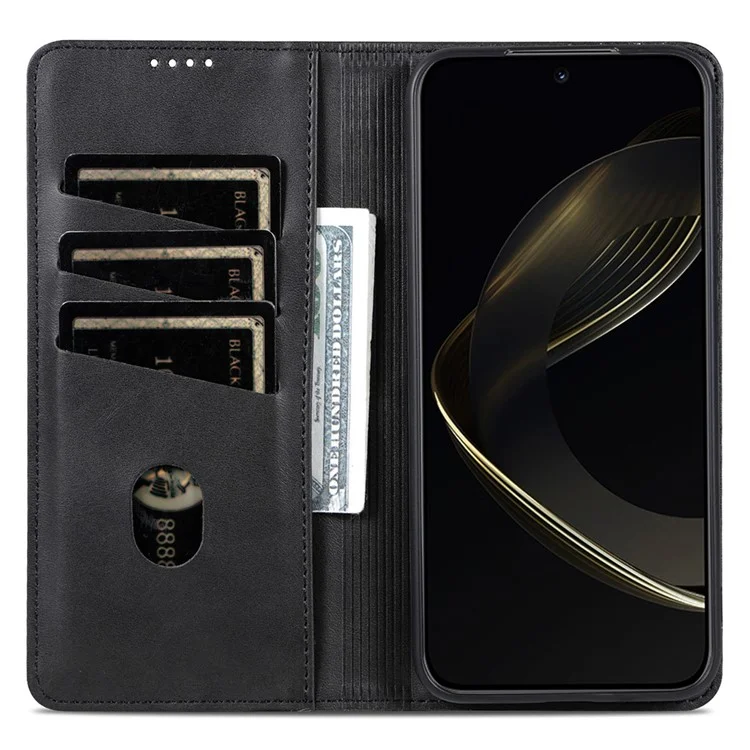 Custodia per Oppo Reno13 Pro 5G in pelle di mucca con texture AZNS - Nero