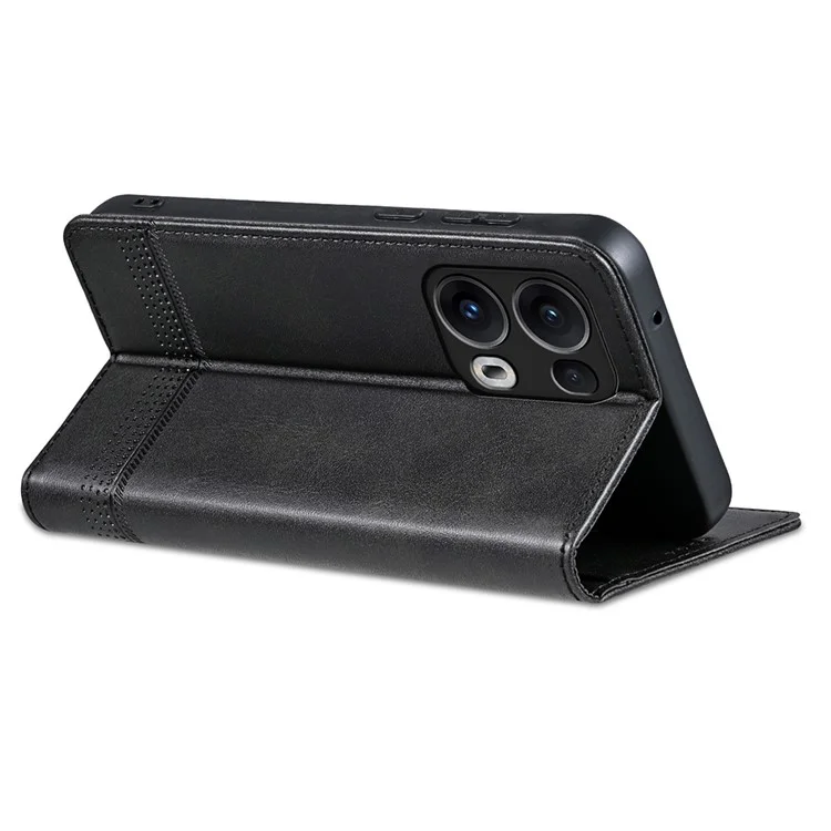 Custodia per Oppo Reno13 Pro 5G in pelle di mucca con texture AZNS - Nero