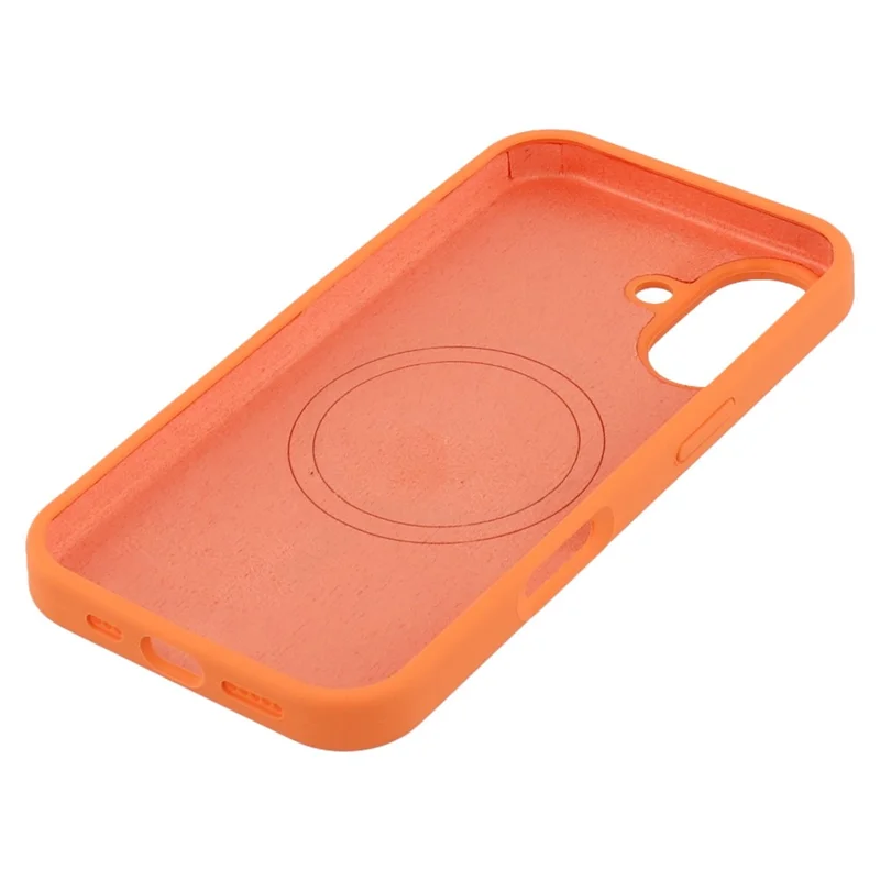 Compra em Lote para Capa de iPhone 16 Compatível com MagSafe Revestimento de Fibra Capa Traseira de Silicone do Telefone - Laranja