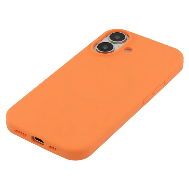Compra em Lote para Capa de iPhone 16 Compatível com MagSafe Revestimento de Fibra Capa Traseira de Silicone do Telefone - Laranja