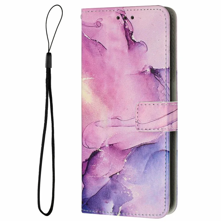 Standhülle für Motorola Edge 50 Pro 5G / Edge 50 5G Marmorstruktur PU-Leder Brieftasche Handyhülle - Lila