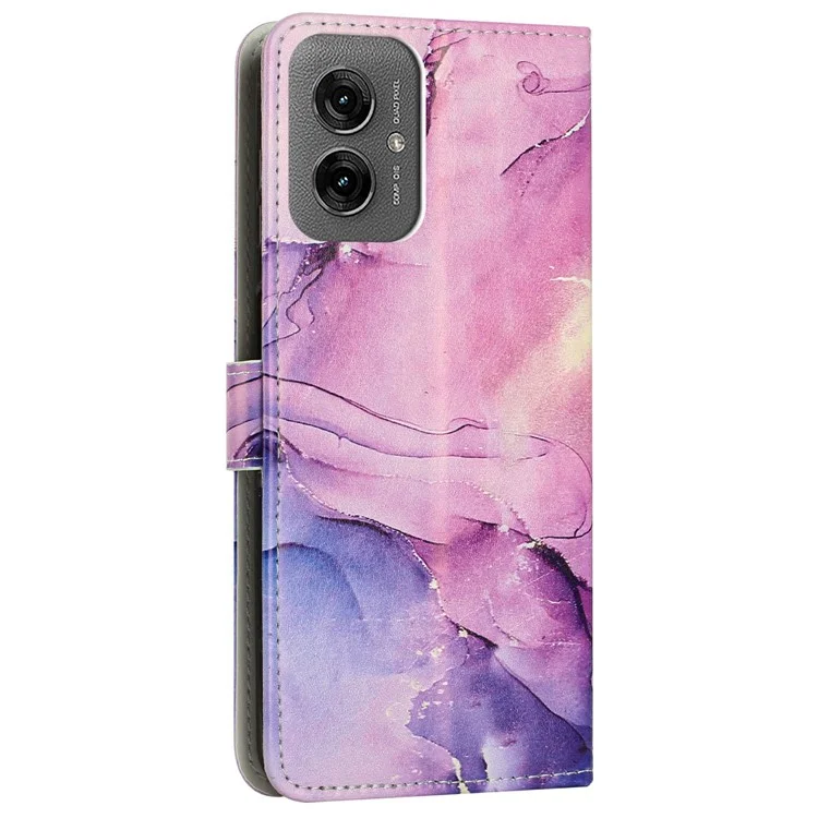 Étui de protection en cuir PU avec motif marbre pour Motorola Moto G55 5G - Violet