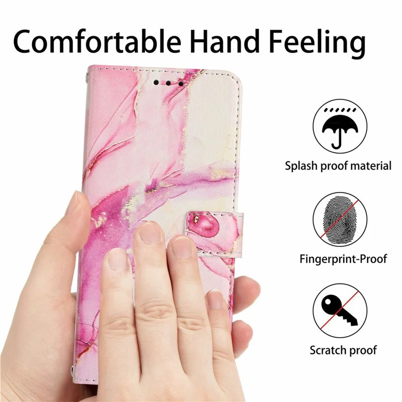 For Xiaomi 15 Pro Stand Case Marble Pattern PU Leather Wallet Phone Cover - Rose Gold