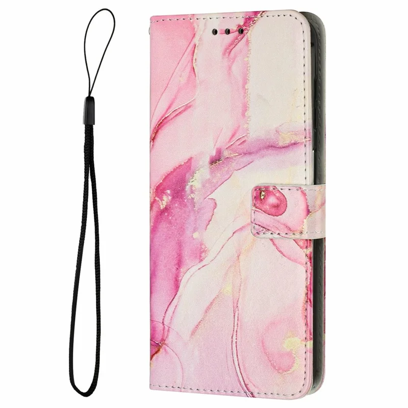 For Xiaomi 15 Pro Stand Case Marble Pattern PU Leather Wallet Phone Cover - Rose Gold