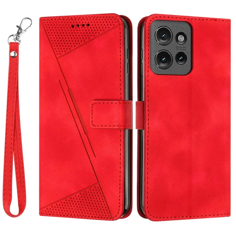 Custodia per Motorola Moto G 5G (2025) Borsa a mano con triangolo stampato Custodia in pelle per telefono - Rosso