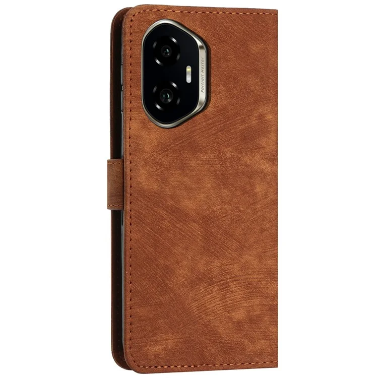 Für Honor 300 Case bedruckter Ledertelefon-Cover Faltständer - Braun