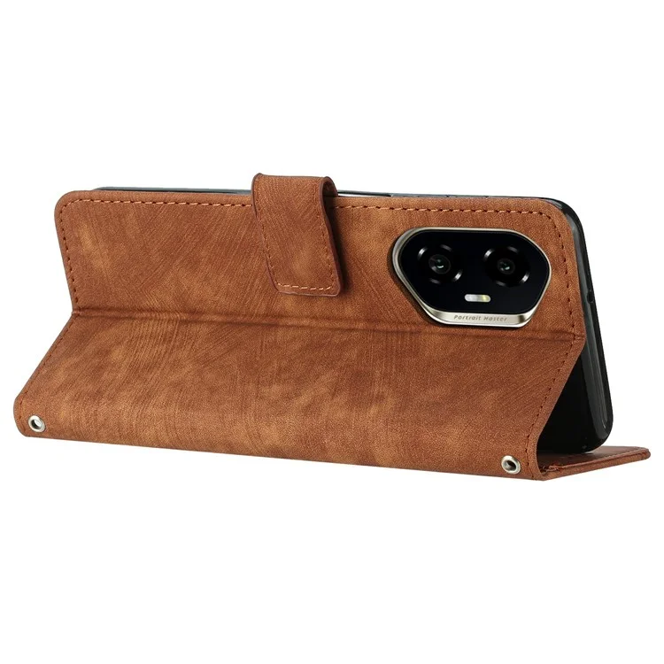 Für Honor 300 Case bedruckter Ledertelefon-Cover Faltständer - Braun